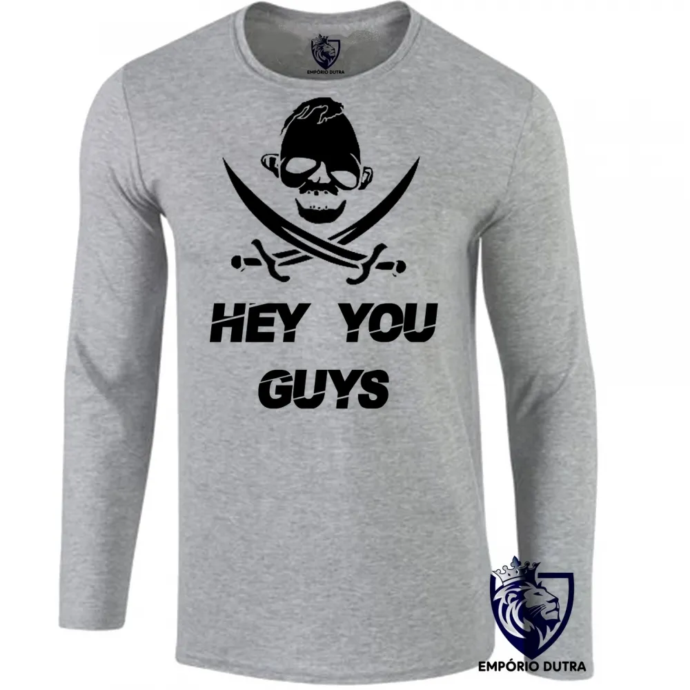 Camiseta manga longa Infantil ou Adulto Goonies hey you guys caveira sloth