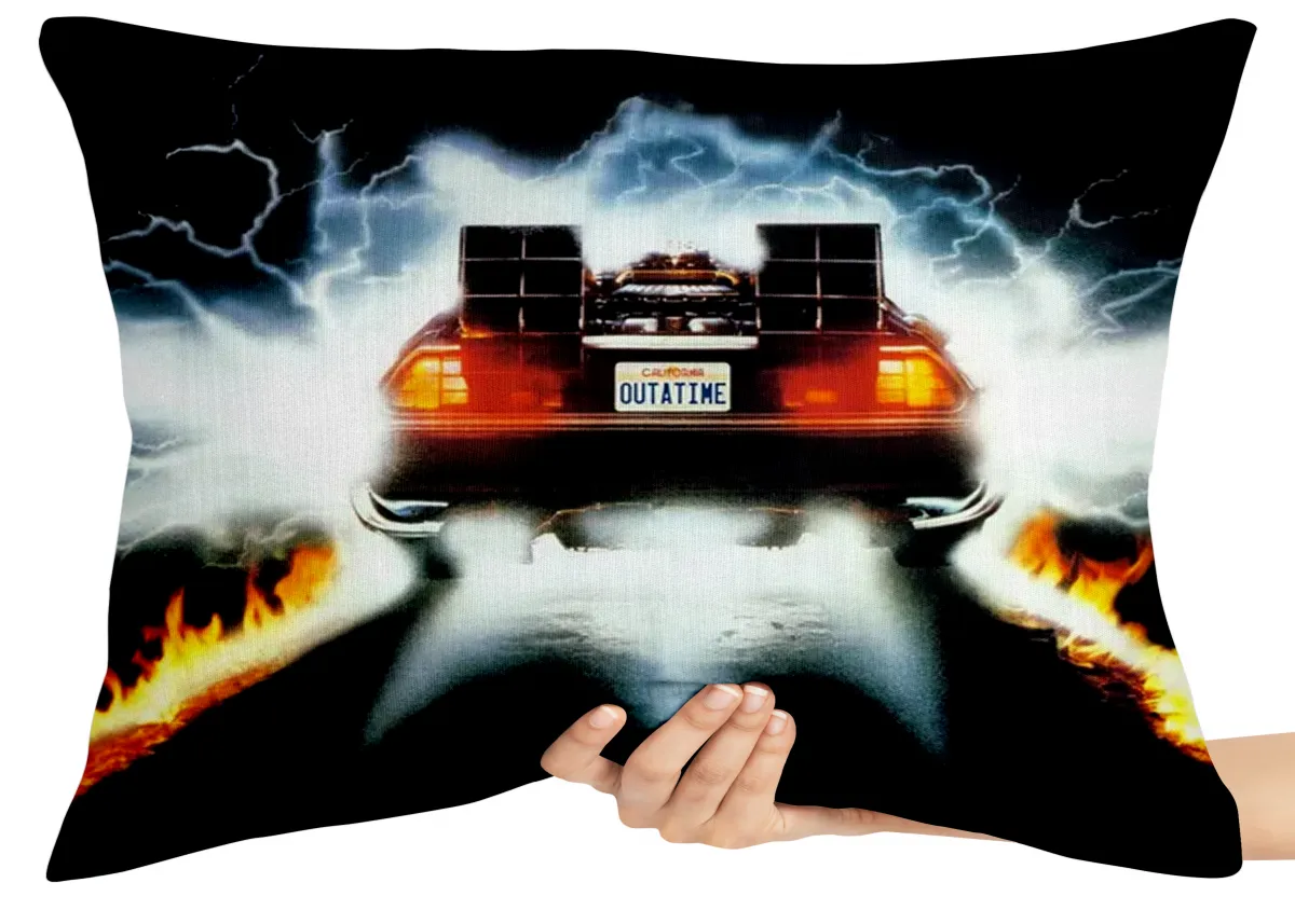 Capa de Almofada ou Travesseiro DeLorean rastro fogo Imagem