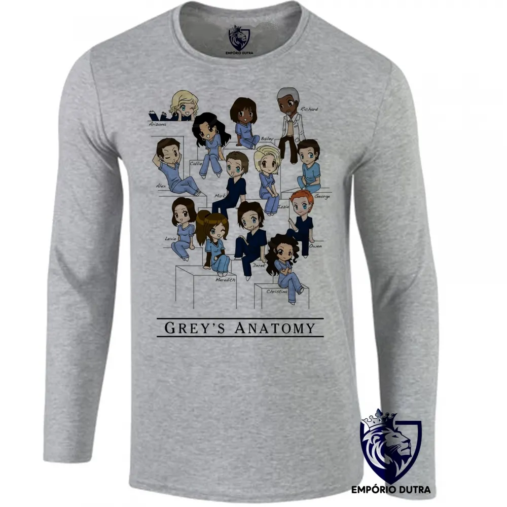 Camiseta manga longa Infantil ou Adulto Greys Anatomy turma seriado