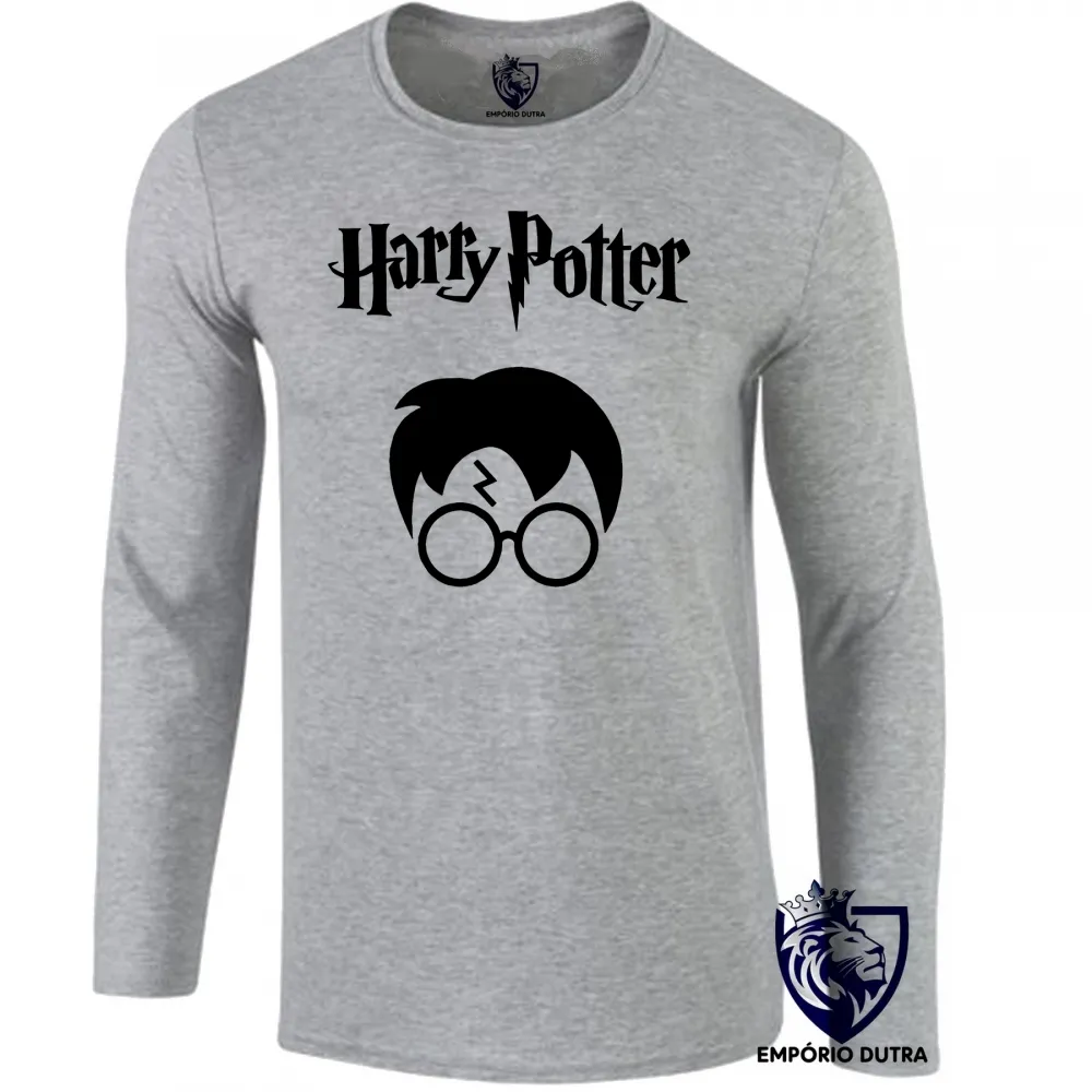 Camiseta manga longa Infantil ou Adulto Harry potter bruxo magico varinha filme