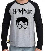 Camiseta manga longa Infantil ou Adulto Harry potter bruxo magico varinha filme - Foto 2