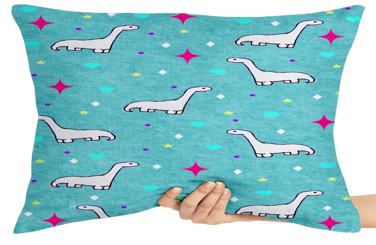 Capa de Almofada ou Travesseiro Dinossauros estrela rosa azul