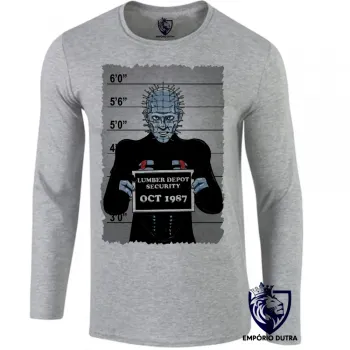 Camiseta manga longa Infantil ou Adulto Hellraiser vilão filme terror antigo