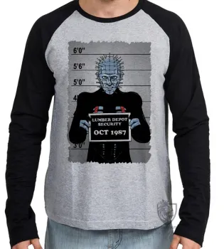 Camiseta manga longa Infantil ou Adulto Hellraiser vilão filme terror antigo - Foto 2