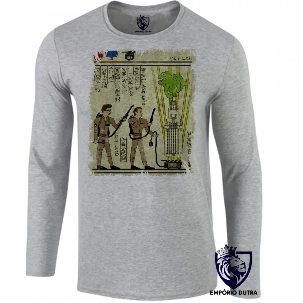 Camiseta manga longa Infantil ou Adulto hieróglifos Caça Fantasmas Imagem