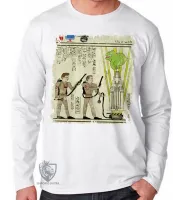 Camiseta manga longa Infantil ou Adulto hieróglifos Caça Fantasmas - Foto 3