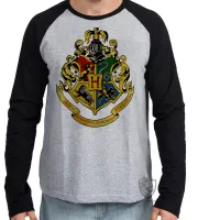 Camiseta manga longa Infantil ou Adulto Hogwarts harry potter símbolo colorido - Foto 2