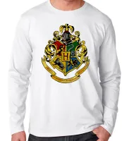 Camiseta manga longa Infantil ou Adulto Hogwarts harry potter símbolo colorido - Foto 3
