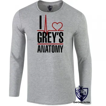 Camiseta manga longa Infantil ou Adulto I love Greys Anatomy serie