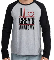 Camiseta manga longa Infantil ou Adulto I love Greys Anatomy serie - Foto 2