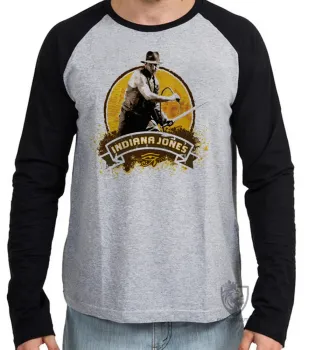 Camiseta manga longa Infantil ou Adulto Indiana Jones amarelo - Foto 2