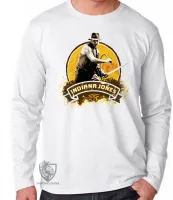 Camiseta manga longa Infantil ou Adulto Indiana Jones amarelo - Foto 3