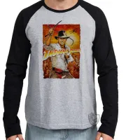 Camiseta manga longa Infantil ou Adulto Indiana Jones chicote - Foto 2