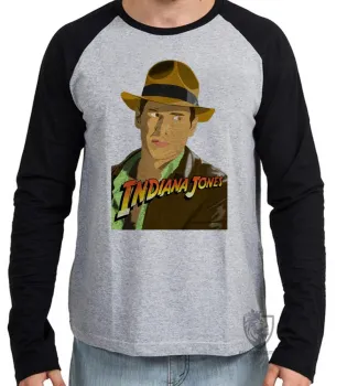 Camiseta manga longa Infantil ou Adulto Indiana Jones desenho - Foto 2