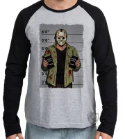 Camiseta manga longa Infantil ou Adulto Jason Voorhees vilão terror filme - Foto 2