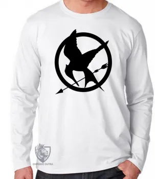 Camiseta manga longa Infantil ou Adulto Jogos Vorazes tordo preto - Foto 2