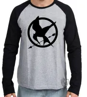 Camiseta manga longa Infantil ou Adulto Jogos Vorazes tordo preto - Foto 3