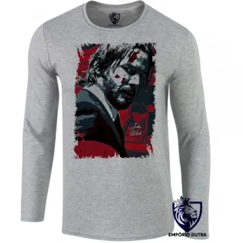 Camiseta manga longa Infantil ou Adulto John Wick sangue