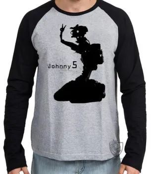 Camiseta manga longa Infantil ou Adulto Johnny 5 robo filme android - Foto 2