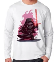 Camiseta manga longa Infantil ou Adulto Ben Solo vilão Kylo Ren star wars - Foto 3