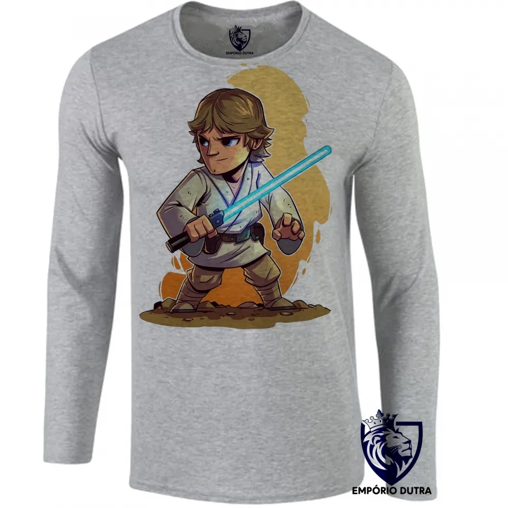 Camiseta manga longa Infantil ou Adulto Star Wars Luke Skywalker jedi Imagem