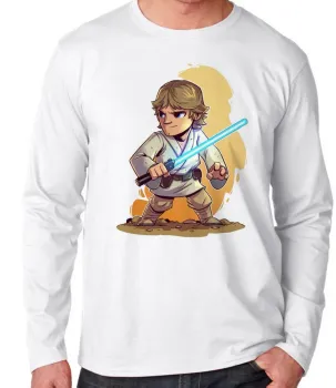 Camiseta manga longa Infantil ou Adulto Star Wars Luke Skywalker jedi - Foto 2