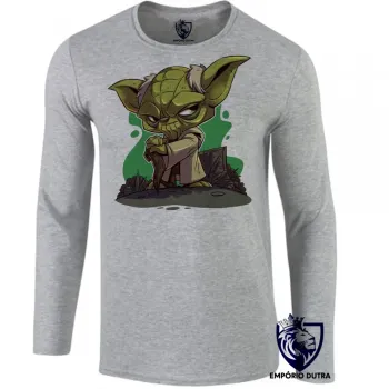 Camiseta manga longa Infantil ou Adulto yoda star wars jedi