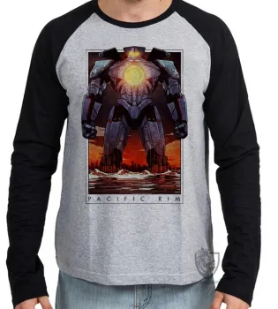 Camiseta manga longa Infantil ou Adulto Pacific Rim circulo de fogo robo - Foto 2