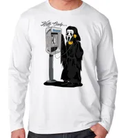 Camiseta manga longa Infantil ou Adulto Pânico terror Hello Cindy telefone orelhão - Foto 2