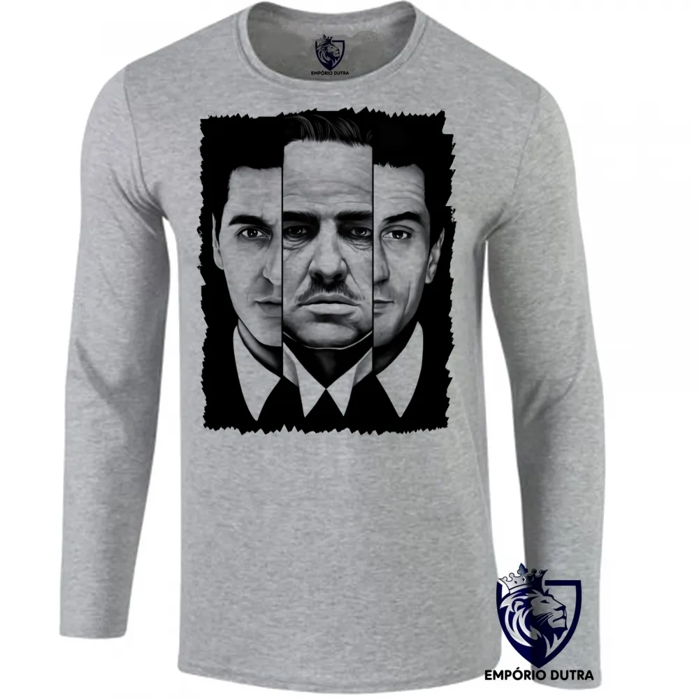 Camiseta manga longa Infantil ou Adulto poderoso chefão the godfather familia mafia Imagem