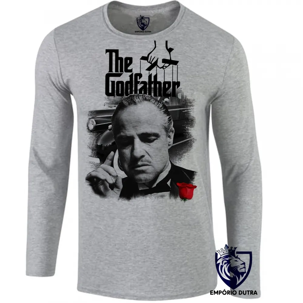 Camiseta manga longa Infantil ou Adulto poderoso chefão the godfather mafia filme