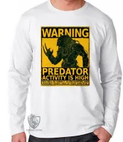 Camiseta manga longa Infantil ou Adulto predador alien warning perigo cartaz - Foto 3
