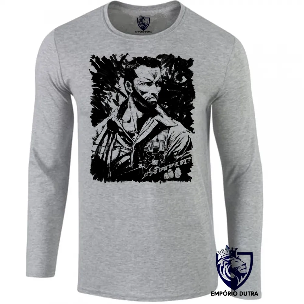 Camiseta manga longa Infantil ou Adulto predador exterminador arnold schwarzenegger Imagem