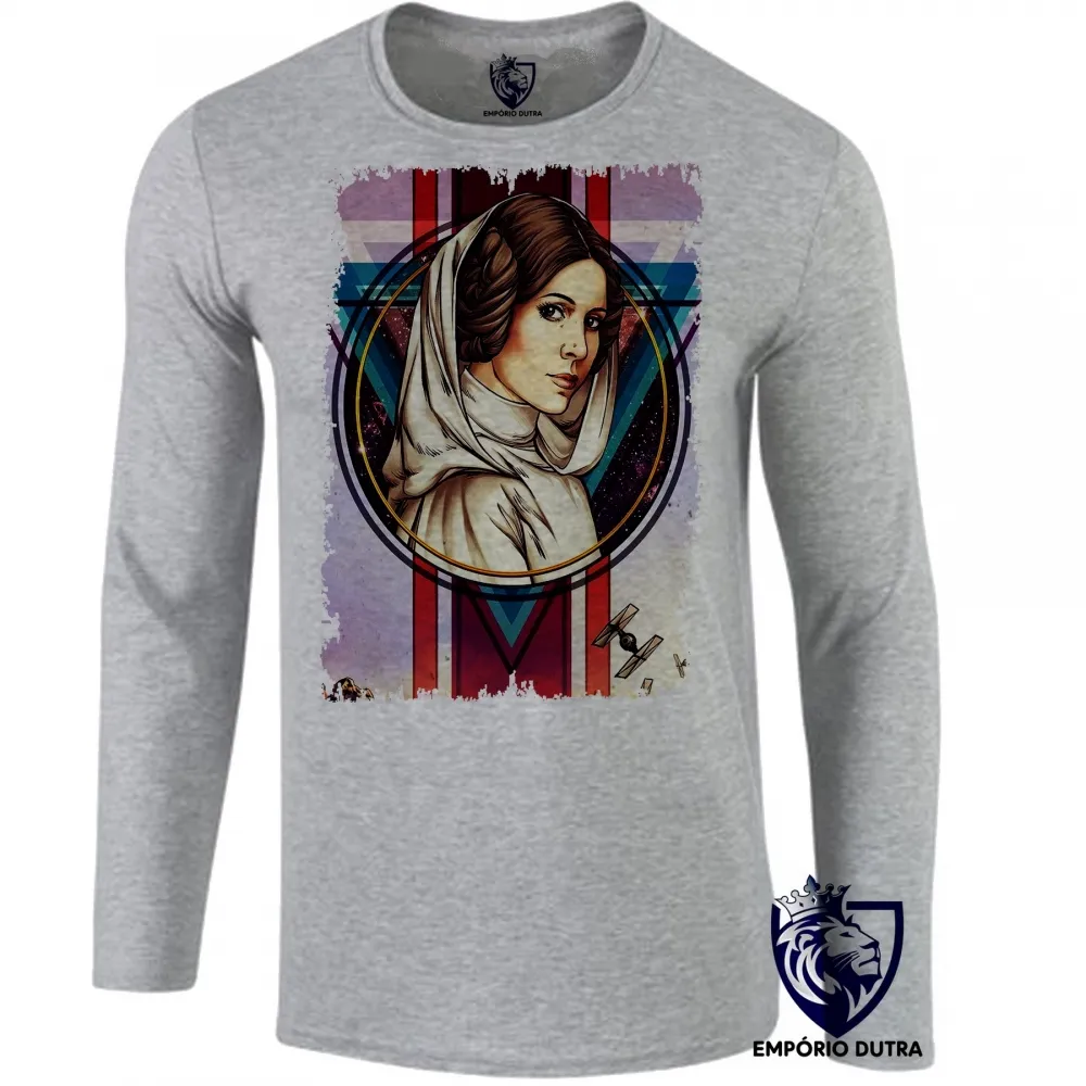 Camiseta manga longa Infantil ou Adulto Princesa Leia Organa Star Wars Imagem