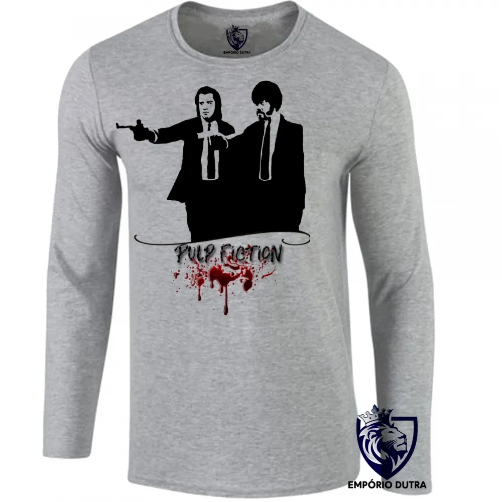 Camiseta manga longa Infantil ou Adulto Pulp Fiction filme travolta Quentin Tarantino