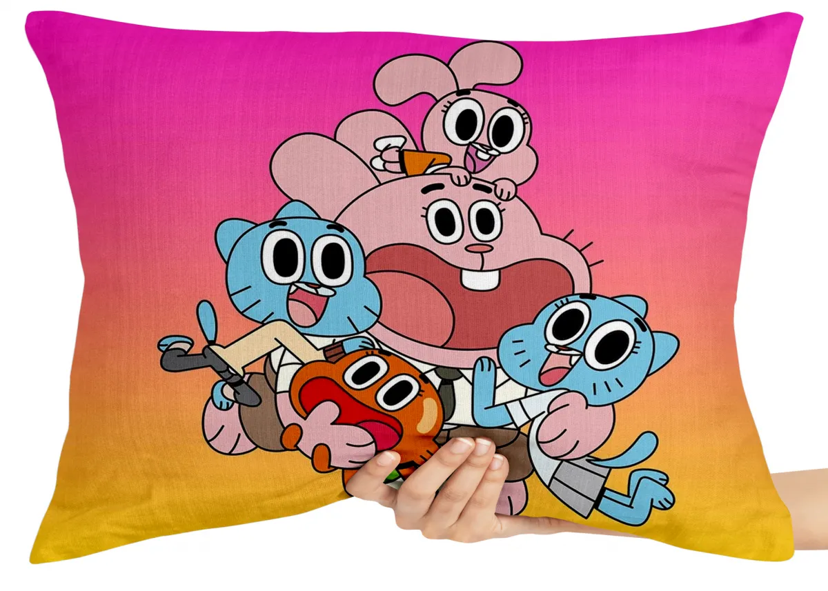 Capa de Almofada ou Travesseiro Gumball família desenho