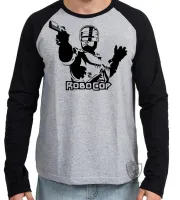 Camiseta manga longa Infantil ou Adulto Robocop policia arma pistola robo - Foto 2