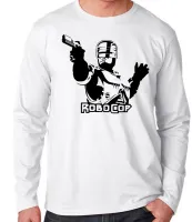 Camiseta manga longa Infantil ou Adulto Robocop policia arma pistola robo - Foto 3