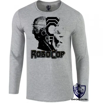 Camiseta manga longa Infantil ou Adulto Robocop policial futuro filme cabeça