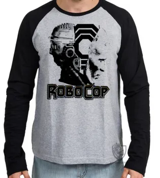 Camiseta manga longa Infantil ou Adulto Robocop policial futuro filme cabeça - Foto 2