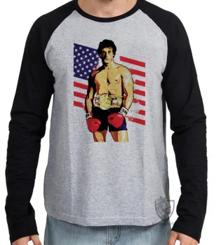 Camiseta manga longa Infantil ou Adulto Rocky Balboa boxe - Foto 2