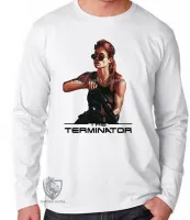 Camiseta manga longa Infantil ou Adulto Sarah Connor exterminador do futuro - Foto 3