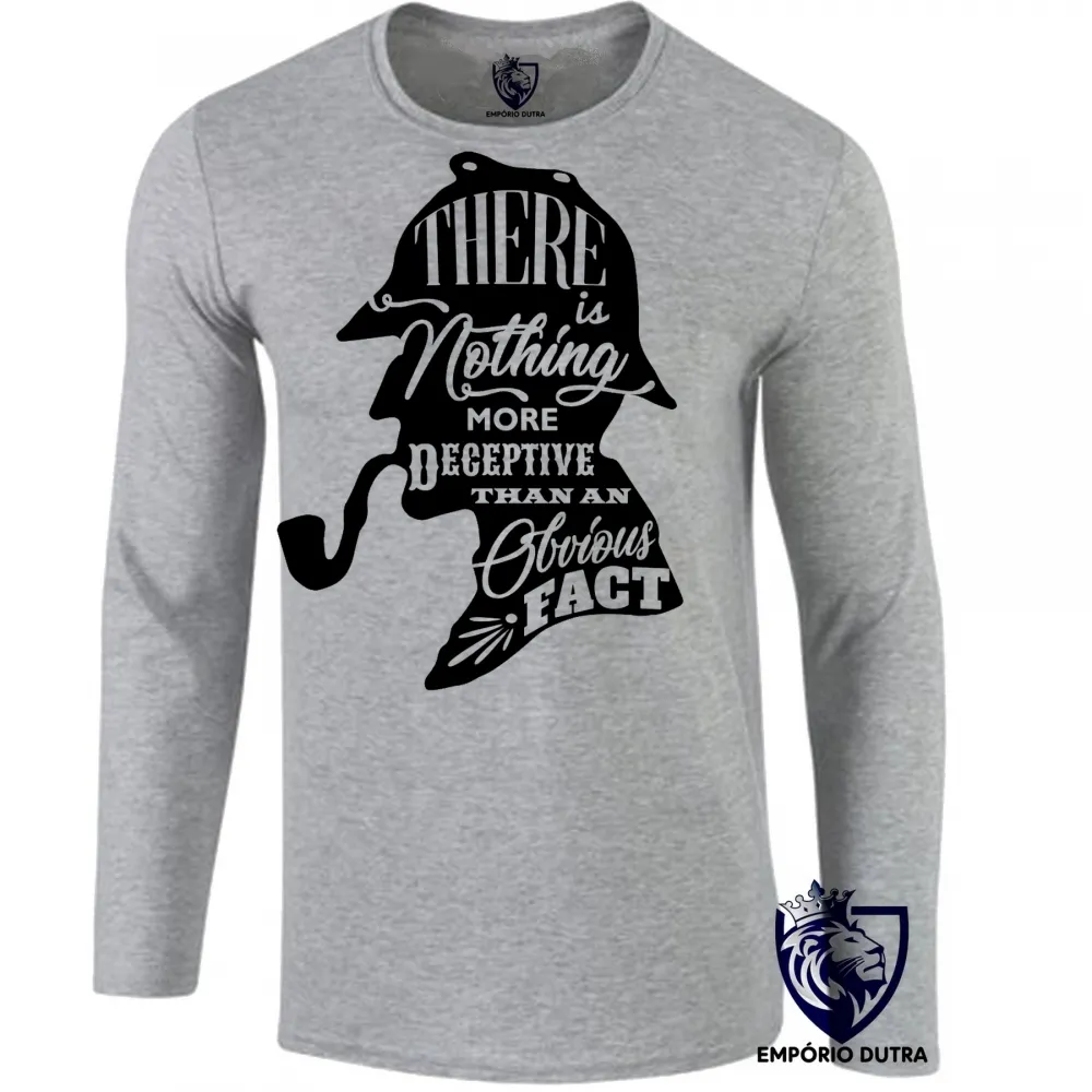 Camiseta manga longa Infantil ou Adulto Sherlock Holmes cachimbo
