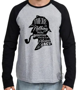 Camiseta manga longa Infantil ou Adulto Sherlock Holmes cachimbo - Foto 2