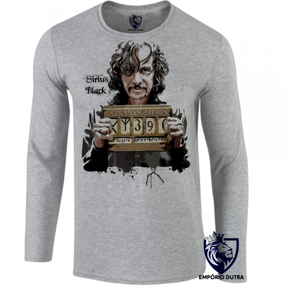 Camiseta manga longa Infantil ou Adulto Sirius Black harry poter personagem
