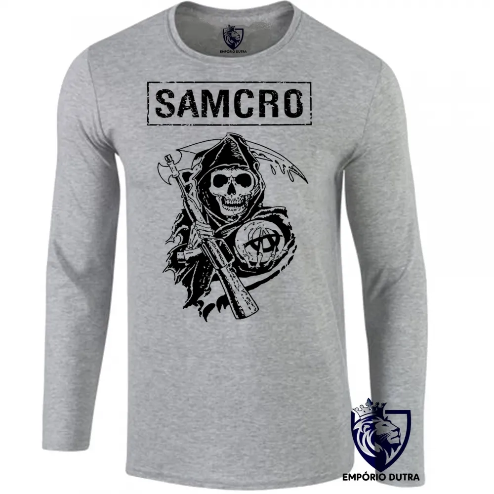 Camiseta manga longa Infantil ou Adulto soa samcro harley moto Imagem