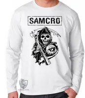 Camiseta manga longa Infantil ou Adulto soa samcro harley moto - Foto 3