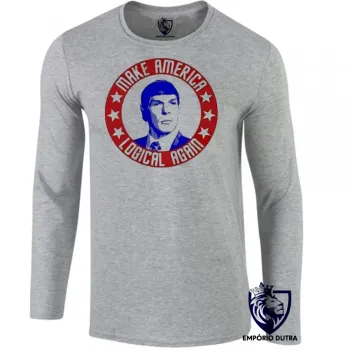 Camiseta manga longa Infantil ou Adulto Spock make america