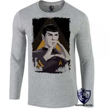 Camiseta manga longa Infantil ou Adulto Spock mãos Star Trek