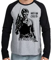 Camiseta manga longa Infantil ou Adulto Stallone Cobra você é um cocô - Foto 3